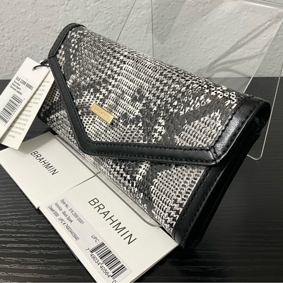 Brahmin Veronica BLACK SPARK Houndstooth Pattern Leather NWT - Picture 4 of 9